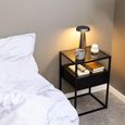 Randolf Bedside Table - 1 Drawer - Smoked Glass and Black