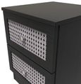 Rattan and Black Ash 2 Drawer Bedside Cabinet