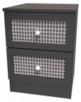 Rattan and Black Ash 2 Drawer Bedside Cabinet