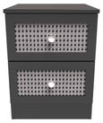 Rattan and Black Ash 2 Drawer Bedside Cabinet