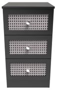 Rattan and Black Ash 3 Drawer Bedside Cabinet