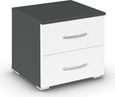 Rauch Aditio 2 Drawer Bedside Cabinet - Metallic Dark Grey and Alpine White