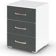 Rauch Aditio 3 Drawer Bedside Cabinet - Alpine White and Metallic Dark Grey