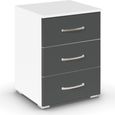 Rauch Aditio 3 Drawer Bedside Cabinet - Alpine White and Metallic Dark Grey