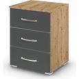 Rauch Aditio 3 Drawer Bedside Cabinet - Artisan Oak and Metallic Dark Grey