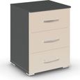 Rauch Aditio 3 Drawer Bedside Cabinet - Metallic Dark Grey and Champagne