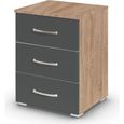 Rauch Aditio 3 Drawer Bedside Cabinet - Sonoma Oak and Metallic Dark Grey