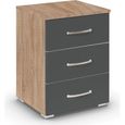 Rauch Aditio 3 Drawer Bedside Cabinet - Sonoma Oak and Metallic Dark Grey