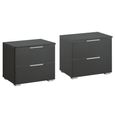 Rauch Alabama 2 Drawer Bedside Cabinet - Set of 2 - Metallic Dark Grey
