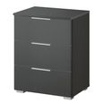 Rauch Alabama 3 Drawer Bedside Cabinet - Metallic Dark Grey