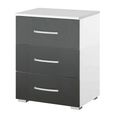 Rauch Alegro 3 Drawer Bedside Cabinet - Alpine White and Metallic Dark Grey