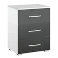 Rauch Alegro 3 Drawer Bedside Cabinet - Alpine White and Metallic Dark Grey