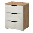 Rauch Arnstein 3 Drawer Bedside Cabinet - Artisan Oak and White High Gloss