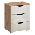 Rauch Arnstein 3 Drawer Bedside Cabinet - Artisan Oak and White High Gloss