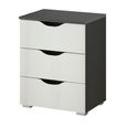 Rauch Arnstein 3 Drawer Bedside Cabinet - Metallic Dark Grey and Alpine White