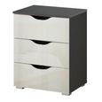 Rauch Arnstein 3 Drawer Bedside Cabinet - Metallic Dark Grey and White High Gloss