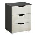 Rauch Arnstein 3 Drawer Bedside Cabinet - Metallic Dark Grey and White High Gloss