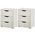 Rauch Arnstein 3 Drawer Bedside Cabinet - Set of 2 - Alpine White and White High Gloss