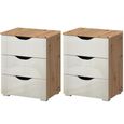 Rauch Arnstein 3 Drawer Bedside Cabinet - Set of 2 - Artisan Oak and White High Gloss