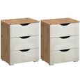 Rauch Arnstein 3 Drawer Bedside Cabinet - Set of 2 - Artisan Oak and White High Gloss