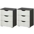 Rauch Arnstein 3 Drawer Bedside Cabinet - Set of 2 - Metallic Dark Grey and Alpine White