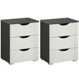 Rauch Arnstein 3 Drawer Bedside Cabinet - Set of 2 - Metallic Dark Grey and Alpine White