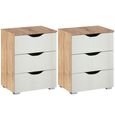 Rauch Arnstein 3 Drawer Bedside Cabinet - Set of 2 - Sonoma Oak and Alpine White
