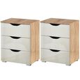 Rauch Arnstein 3 Drawer Bedside Cabinet - Set of 2 - Sonoma Oak and White High Gloss