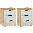 Rauch Arnstein 3 Drawer Bedside Cabinet - Set of 2 - Sonoma Oak and White High Gloss