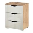 Rauch Arnstein 3 Drawer Bedside Cabinet - Sonoma Oak and White High Gloss