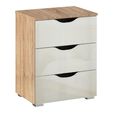 Rauch Arnstein 3 Drawer Bedside Cabinet - Sonoma Oak and White High Gloss