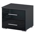 Rauch Base 2 Drawer Bedside Cabinet - Metallic Dark Grey and Grey High Gloss