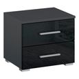 Rauch Base 2 Drawer Bedside Cabinet - Metallic Dark Grey and Grey High Gloss