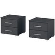 Rauch Base 2 Drawer Bedside Cabinet - Set of 2 - Metallic Dark Grey