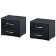Rauch Base 2 Drawer Bedside Cabinet - Set of 2 - Metallic Dark Grey and Grey High Gloss