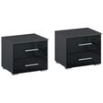 Rauch Base 2 Drawer Bedside Cabinet - Set of 2 - Metallic Dark Grey and Grey High Gloss