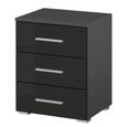 Rauch Base 3 Drawer Bedside Cabinet - Metallic Dark Grey and Grey High Gloss