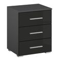 Rauch Base 3 Drawer Bedside Cabinet - Metallic Dark Grey and Grey High Gloss