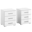 Rauch Base 3 Drawer Bedside Cabinet - Set of 2 - Alpine White and White High Gloss