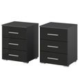 Rauch Base 3 Drawer Bedside Cabinet - Set of 2 - Metallic Dark Grey and Grey High Gloss