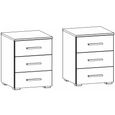 Rauch Base 3 Drawer Bedside Cabinet - Set of 2 - Metallic Dark Grey and Grey High Gloss