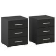 Rauch Base 3 Drawer Bedside Cabinet - Set of 2 - Metallic Dark Grey and Grey High Gloss