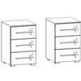Rauch Elegant4you 3 Drawer Bedside Cabinet - Set of 2 - Alpine White and White High Gloss