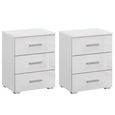 Rauch Elegant4you 3 Drawer Bedside Cabinet - Set of 2 - Alpine White and White High Gloss