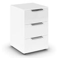 Rauch Flipp 3 Drawer Bedside Cabinet with Adjustable Height - Alpine White and White Glass