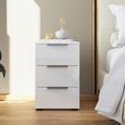 Rauch Flipp 3 Drawer Bedside Cabinet with Adjustable Height - Alpine White and White Glass