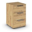 Rauch Flipp 3 Drawer Bedside Cabinet with Adjustable Height - Artisan Oak