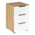 Rauch Flipp 3 Drawer Bedside Cabinet with Adjustable Height - Artisan Oak and Alpine White