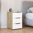 Rauch Flipp 3 Drawer Bedside Cabinet with Adjustable Height - Artisan Oak and Alpine White