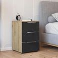 Rauch Flipp 3 Drawer Bedside Cabinet with Adjustable Height - Artisan Oak and Basalt Glass